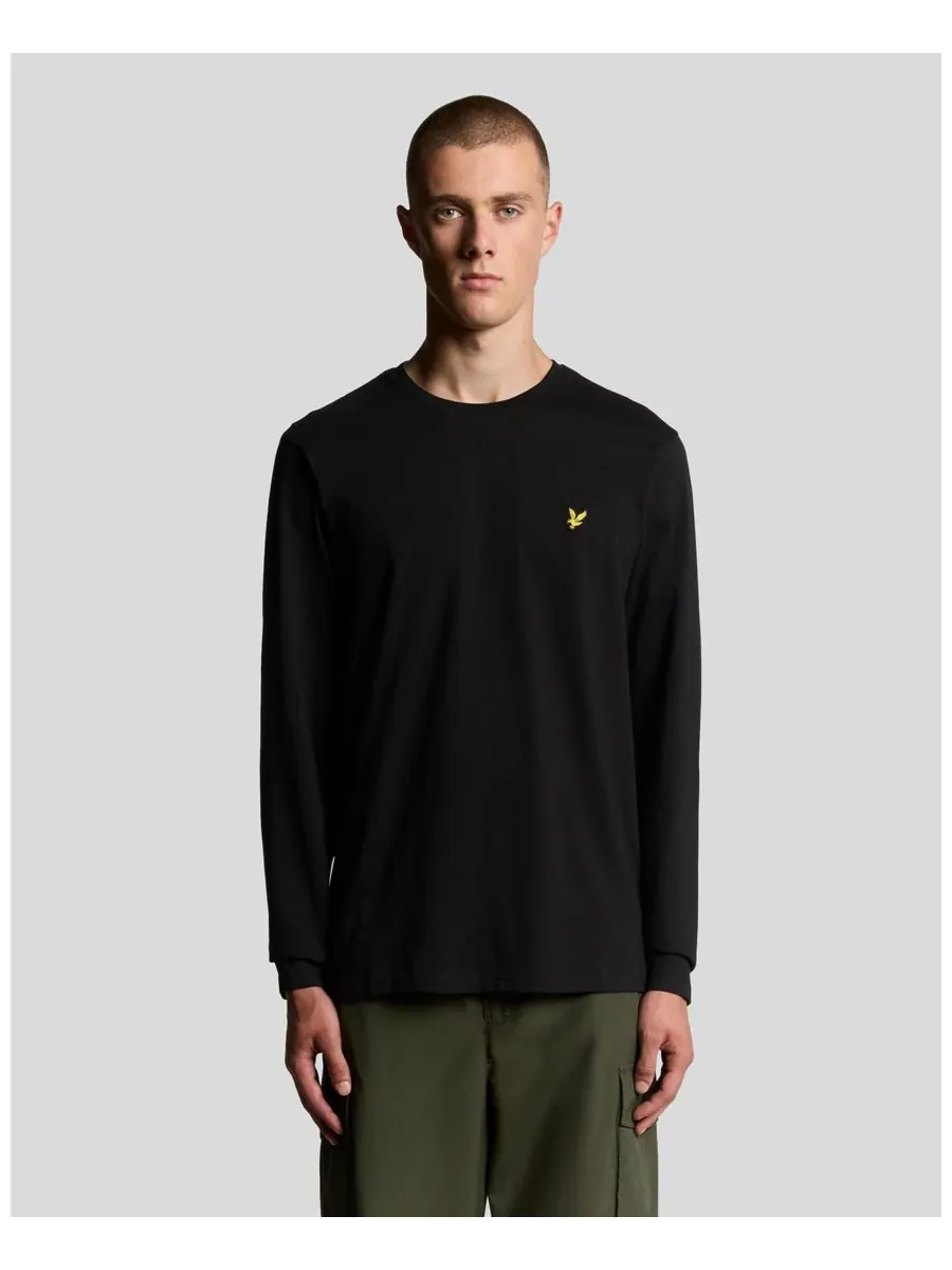Мужская однотонная футболка с длинным рукавом Lyle & Scott — изображение 1 из 5, черный
