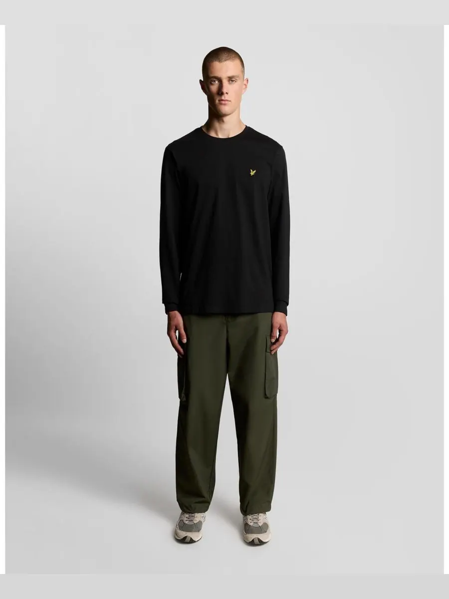 Мужская однотонная футболка с длинным рукавом Lyle & Scott — изображение 3 из 5, черный