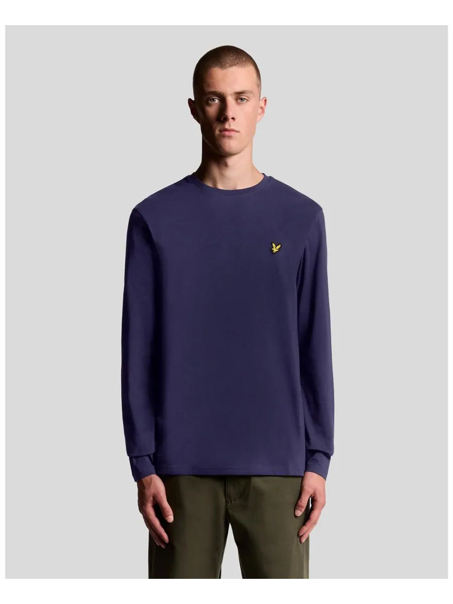 Мужская однотонная футболка с длинным рукавом Lyle & Scott — изображение 1 из 6, темно-синий