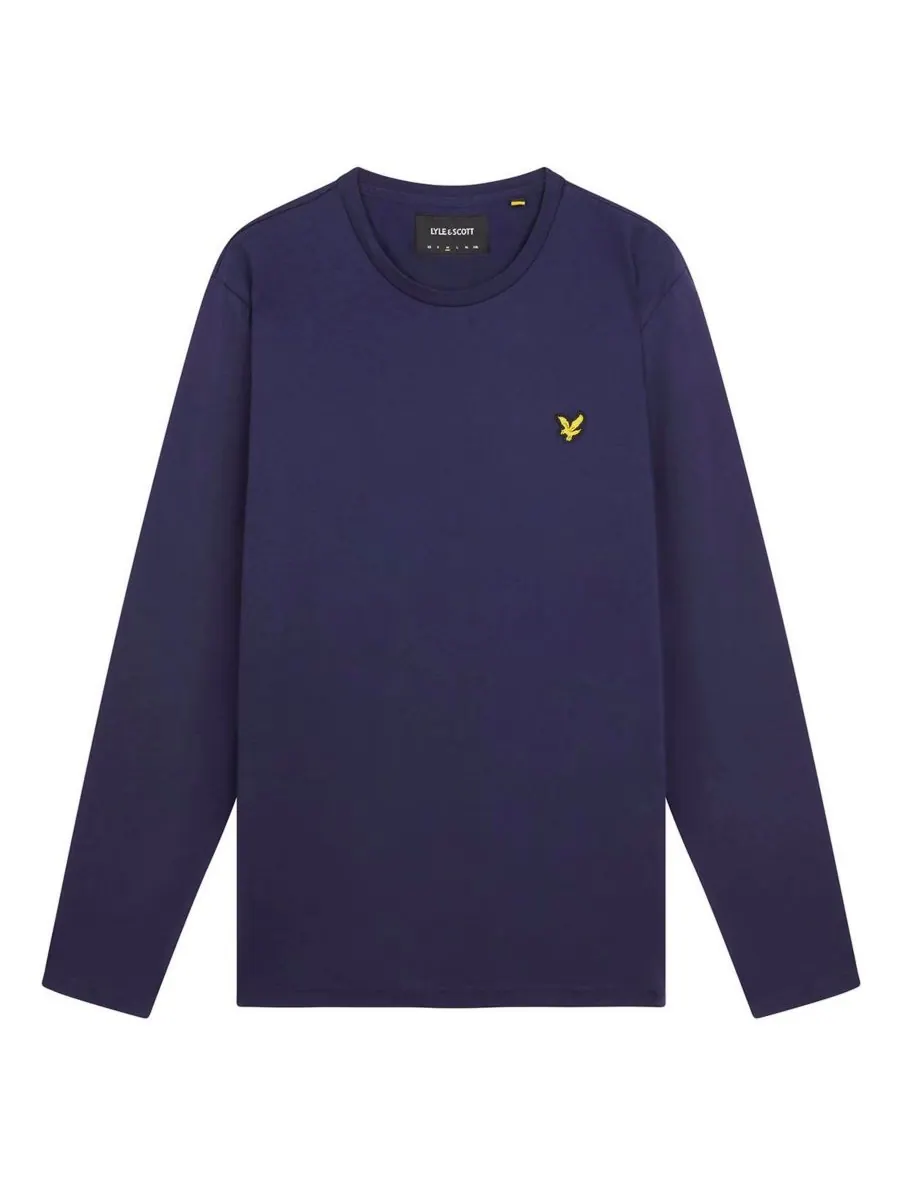 Мужская однотонная футболка с длинным рукавом Lyle & Scott — изображение 2 из 6, темно-синий