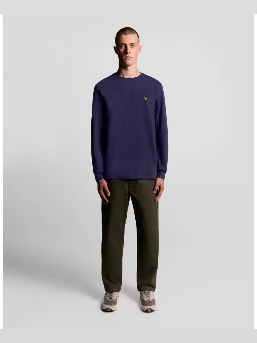 Мужская однотонная футболка с длинным рукавом Lyle & Scott — изображение 3 из 6, темно-синий