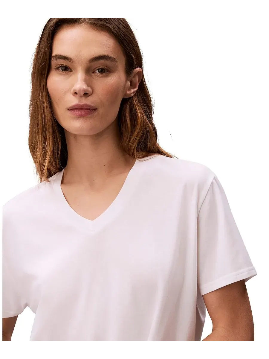Женская классическая футболка с V-образным вырезом Calvin Klein Performance — изображение 4 из 5, классический белый