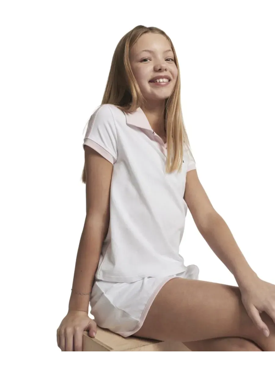 Футболка-поло с коротким рукавом для девочек 7-16 лет Tommy Hilfiger — изображение 2 из 6, белый