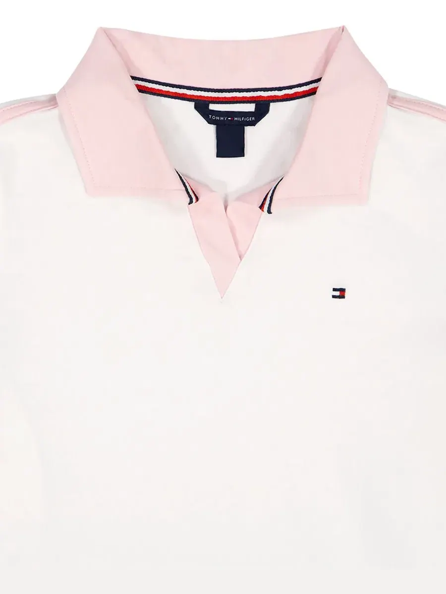 Футболка-поло с коротким рукавом для девочек 7-16 лет Tommy Hilfiger — изображение 5 из 6, белый