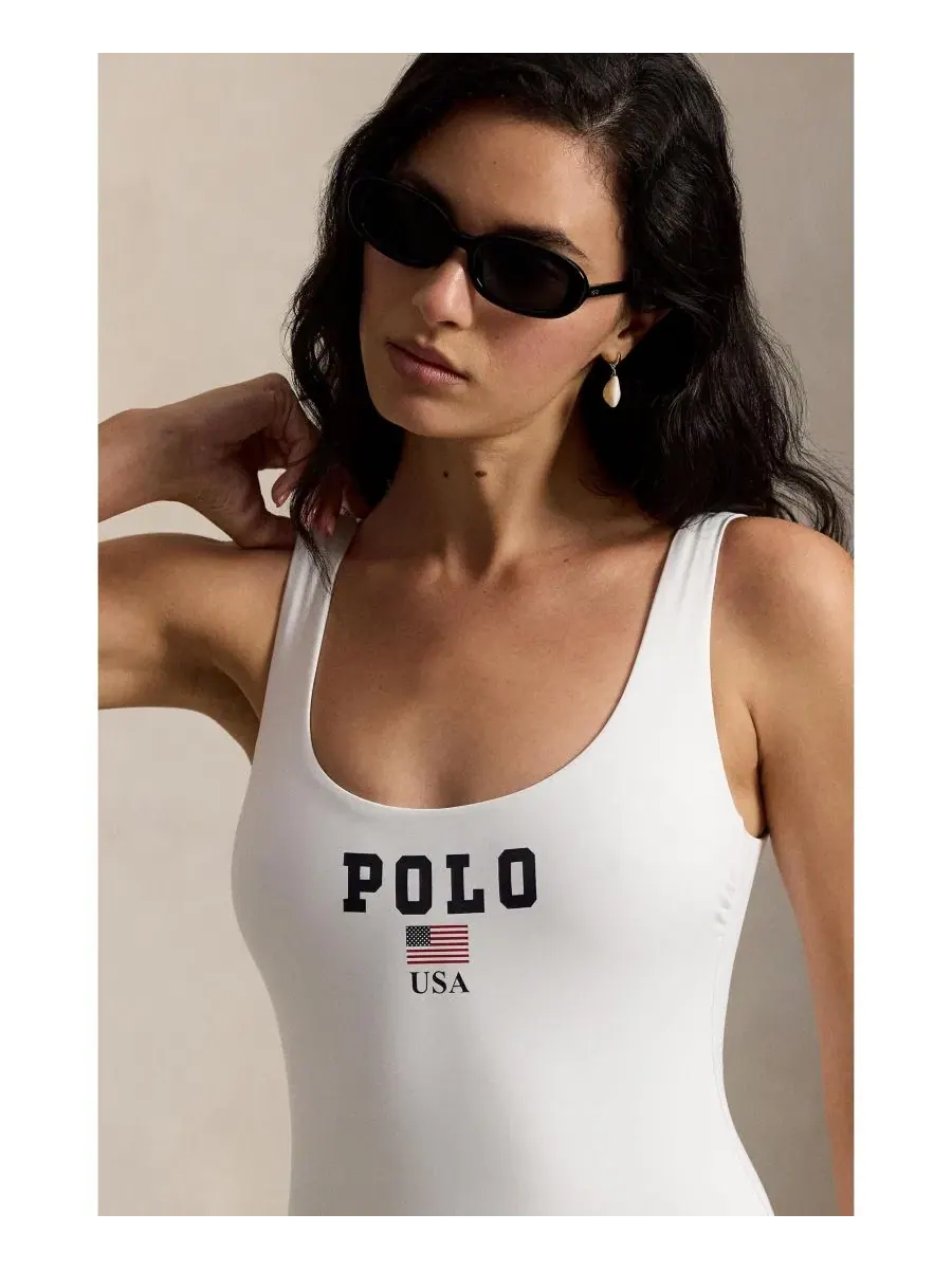 Женский слитный купальник-майка Polo Ralph Lauren — изображение 3 из 4, белый