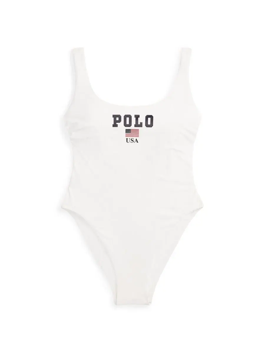 Женский слитный купальник-майка Polo Ralph Lauren — изображение 4 из 4, белый