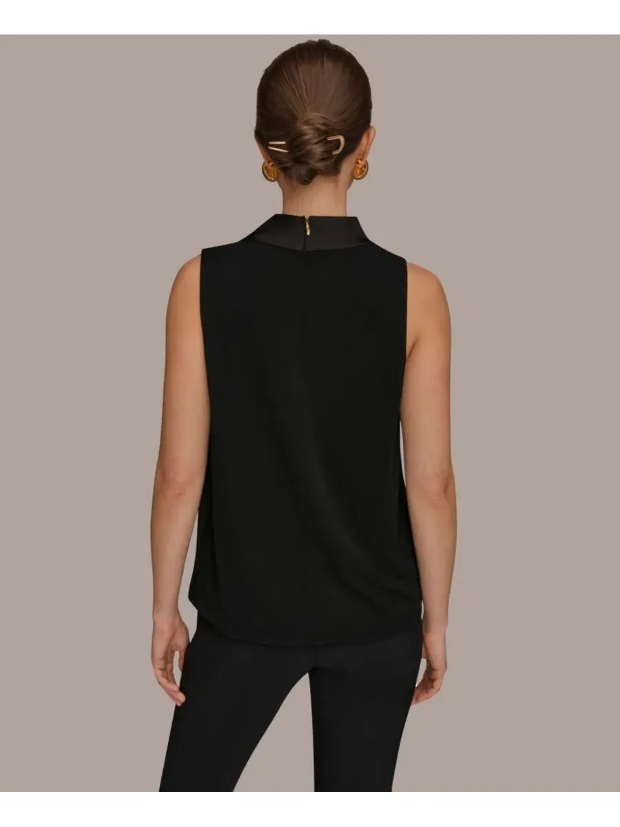 Женская блузка без рукавов с перекрученным передом и драпировкой Donna Karan New York — изображение 2 из 6, черный