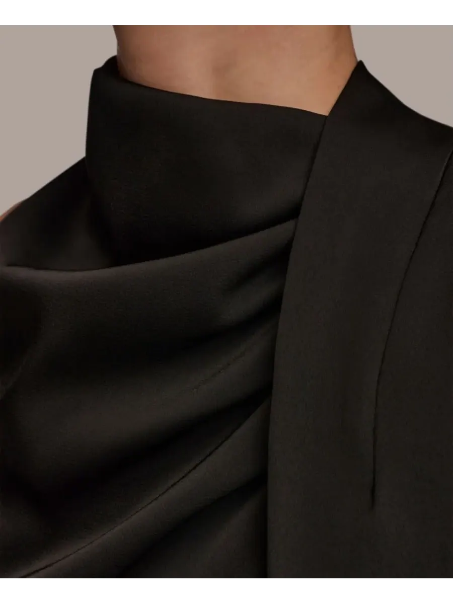Женская блузка без рукавов с перекрученным передом и драпировкой Donna Karan New York — изображение 4 из 6, черный