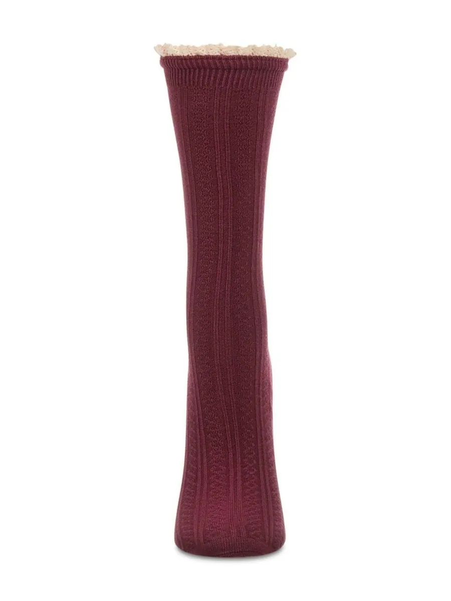 Женские кружевные носки Prairie Lace Crew Socks MeMoi — изображение 2 из 3, бордовый