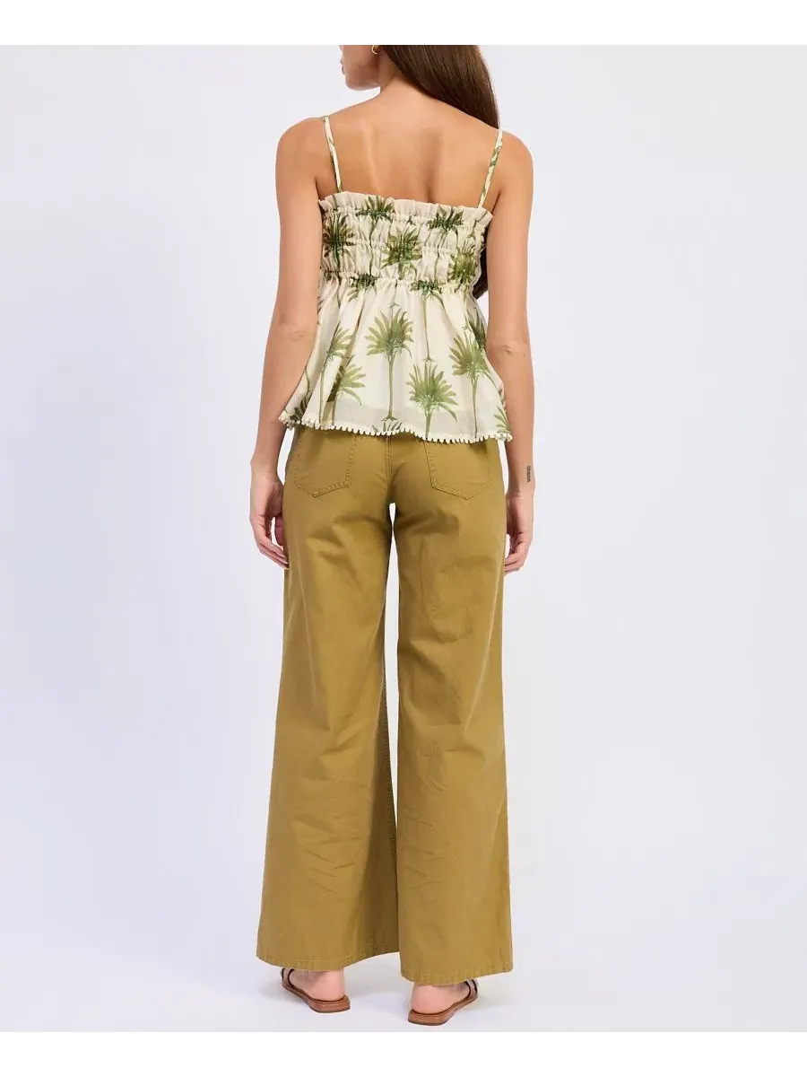 Брюки прямого кроя с широкой штаниной Elin Mid-Rise En Saison — изображение 5 из 5, оливковый