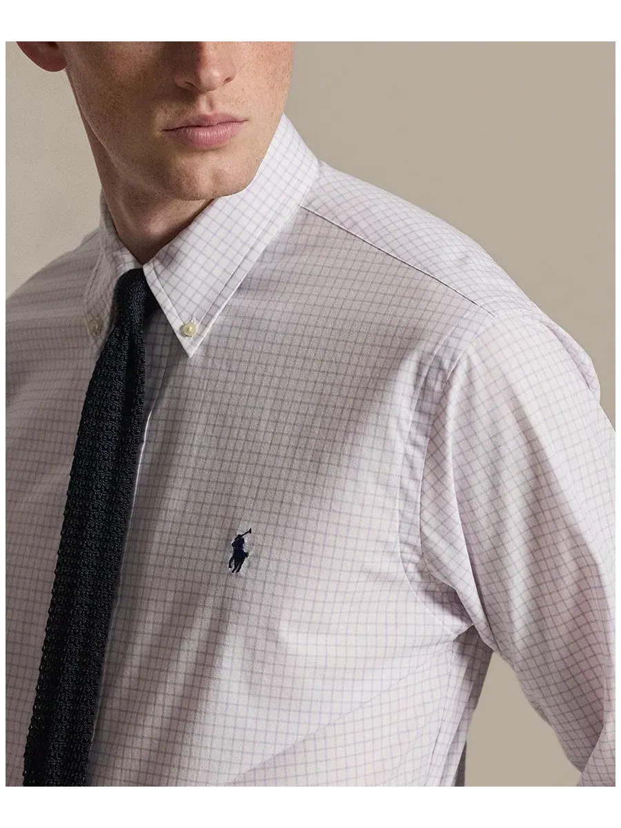 Классическая рубашка Polo Ralph Lauren — изображение 3 из 5, фиолетовый/белый