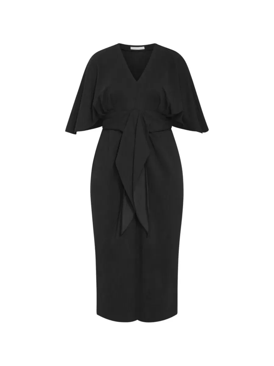 Платье-миди с завязкой спереди Briella Tie Front Midi Dress, City Chic — изображение 3 из 4, черный