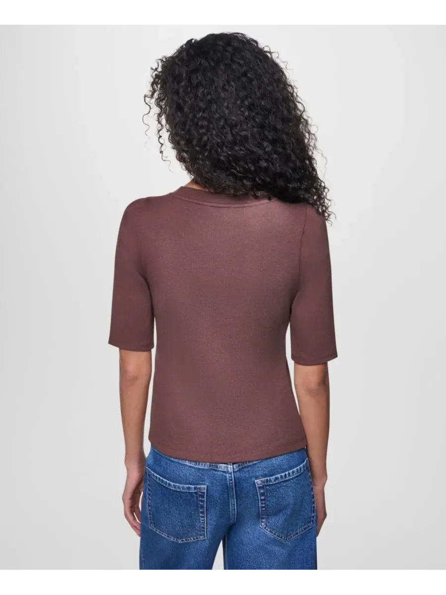 Топ с асимметричным низом и рукавом-фонариком DKNY Jeans — изображение 4 из 4, орех