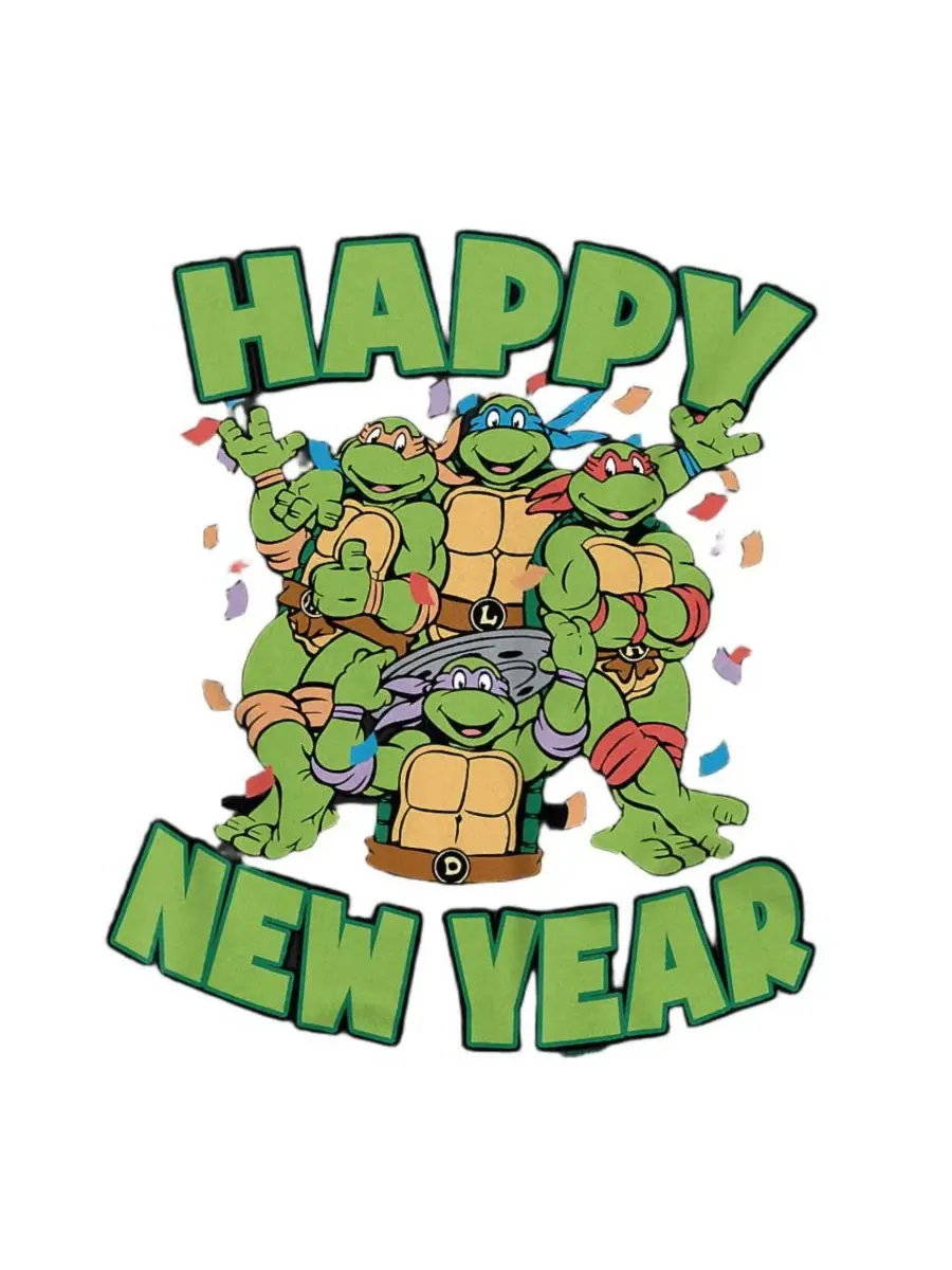 Футболка с длинным рукавом Happy New Year Group Teenage Mutant Ninja Turtles — изображение 2 из 3, черный