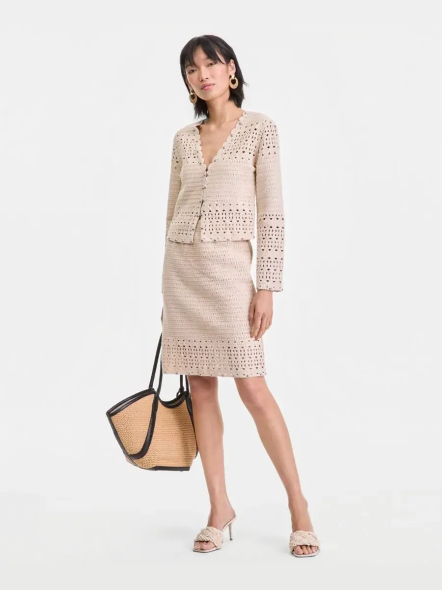 Женский кардиган с юбкой, с хлопковым кружевом, Studded Cotton Crochet I.N.C. International Concepts — изображение 2 из 4