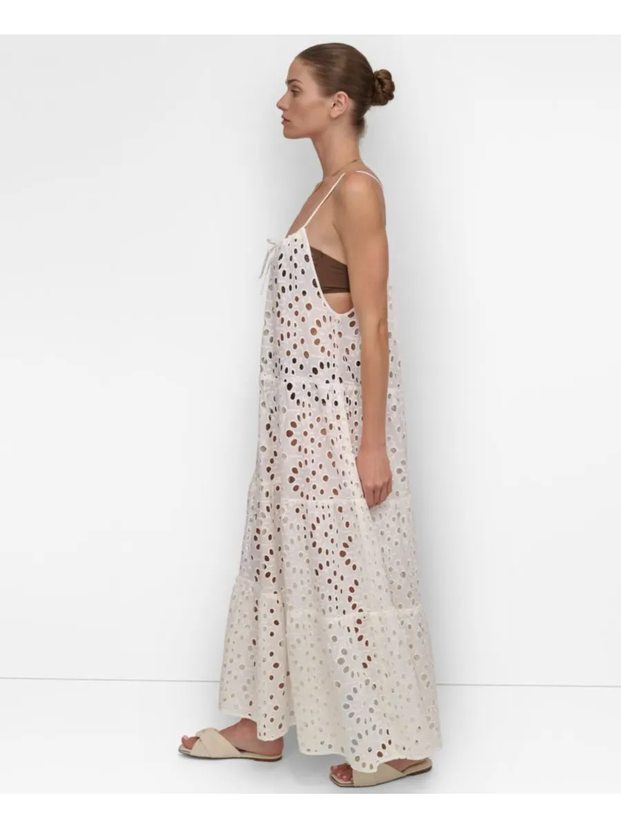 Женское многоярусное макси-платье-накидка для купальника DKNY — изображение 2 из 9, белый