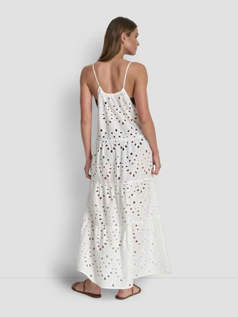 Женское многоярусное макси-платье-накидка для купальника DKNY — изображение 7 из 9, белый