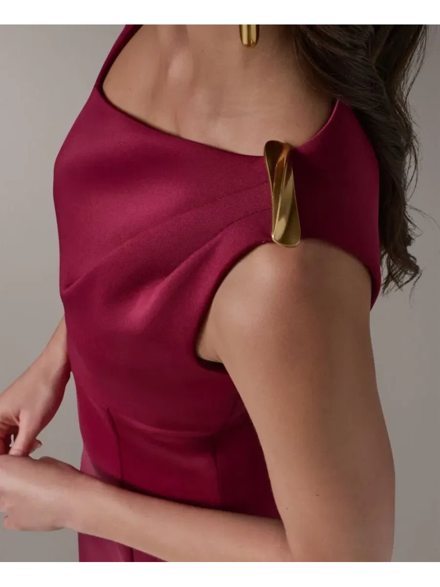 Платье-футляр с асимметричным вырезом, модель Asymmetrical Neck Sheath Midi Dress Donna Karan New — изображение 4 из 6