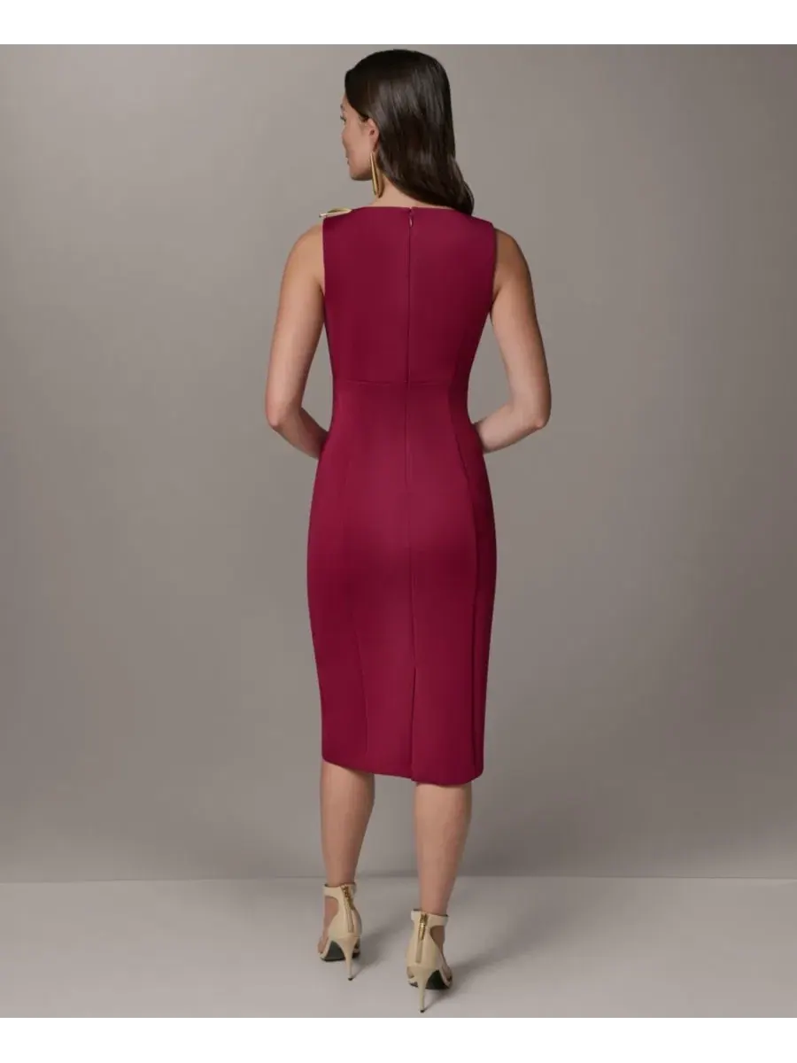 Платье-футляр с асимметричным вырезом, модель Asymmetrical Neck Sheath Midi Dress Donna Karan New — изображение 5 из 6