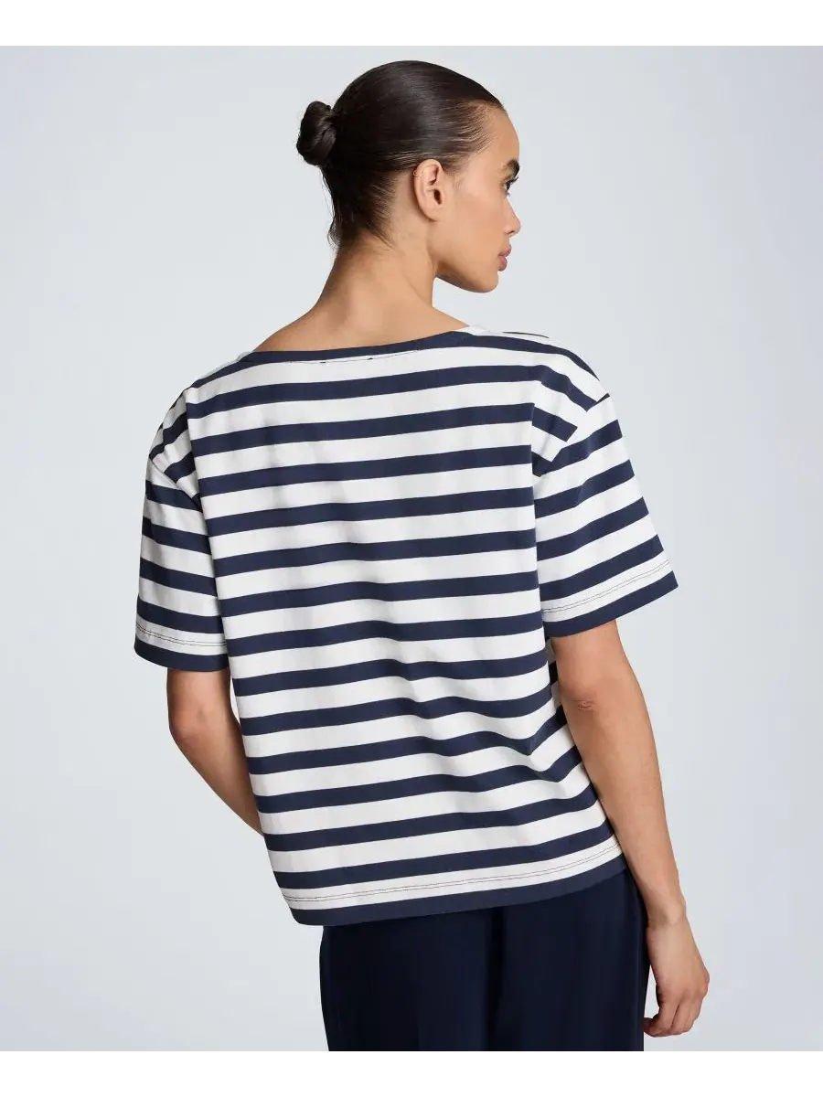 Женский топ с лодочкой и полоской из хлопка, модель Boat Neck Stripe Kenneth Cole — изображение 4 из 4
