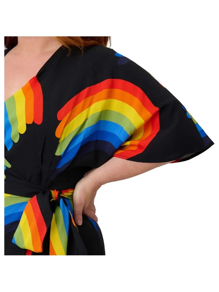 Платье-запах с длинным рукавом, модель Tie Wrap Surplice Midi Unique Vintage — изображение 5 из 5, черный
