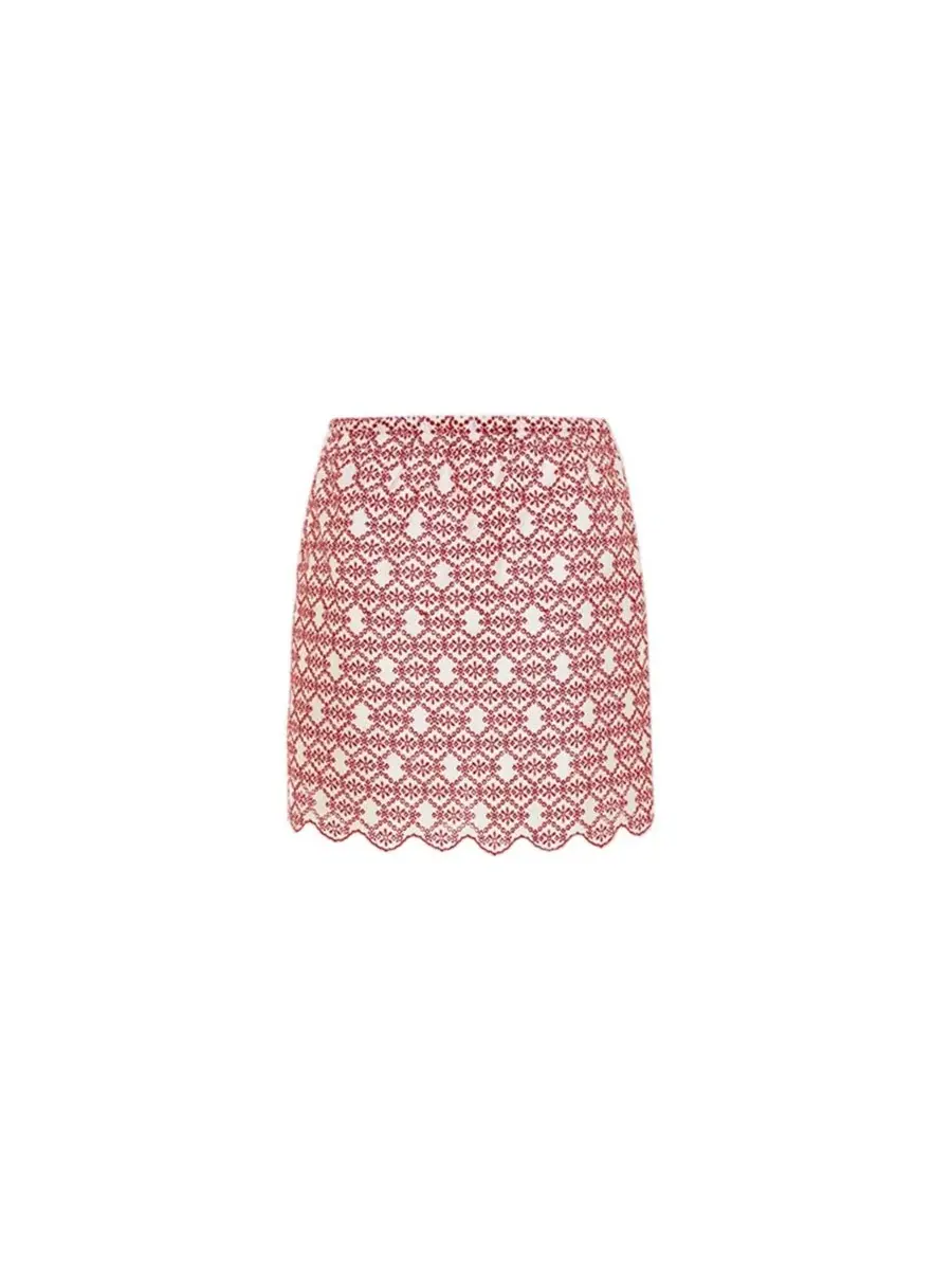 Юбка мини с вышивкой The Broderie Anglaise Edit PCFG — изображение 5 из 7, красный