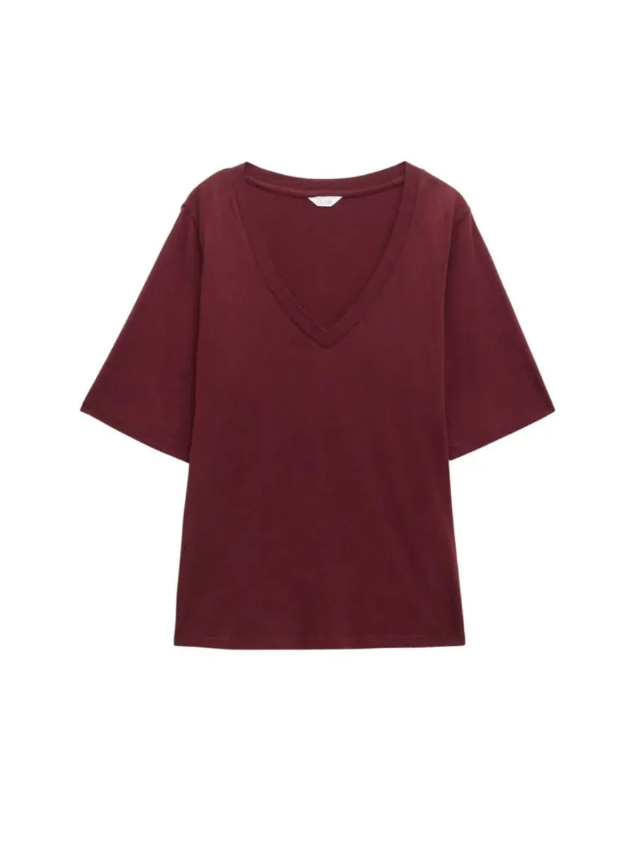 Футболка женская с V-образным вырезом и коротким рукавом Reece V-Neck Short-Sleeve Drapey T-Shirt — изображение 5 из 5