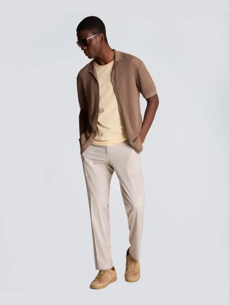 Мужская рубашка-кэмп с коротким рукавом, классический крой Kenneth Cole — изображение 2 из 5, темный бежевый