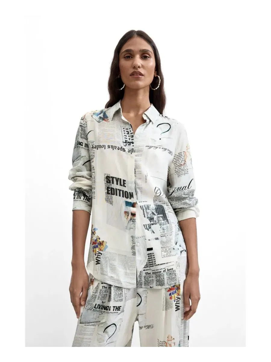 Женская рубашка с принтом Desigual — изображение 1 из 5, белый