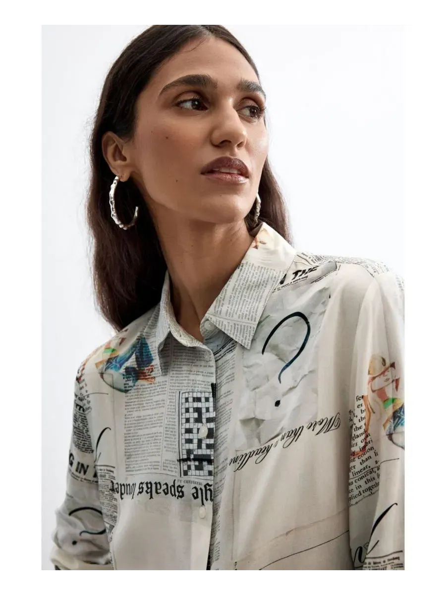 Женская рубашка с принтом Desigual — изображение 3 из 5, белый