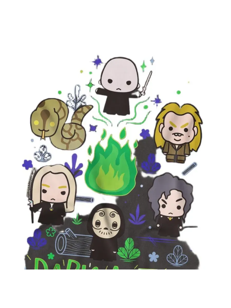 Футболка с принтом Dark Arts Chibis Harry Potter — изображение 2 из 3, темно-серый