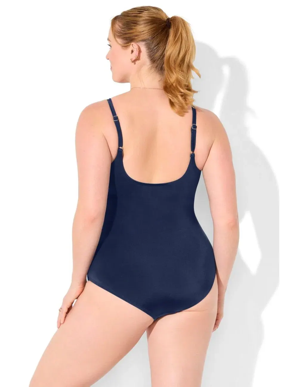 Женский слитный купальник-саронг с хлоростойким покрытием Swimsuits For All — изображение 2 из 3, темно-синий