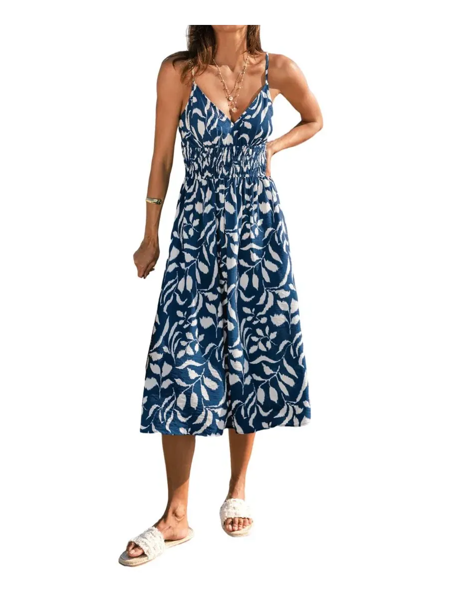 Женское пляжное платье миди Sandy Getaway Tropical Cupshe — изображение 1 из 3, синий