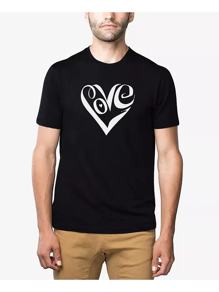 Мужская футболка Premium Blend с принтом Word Art Script Love Heart LA Pop Art — изображение 1 из 3, черный