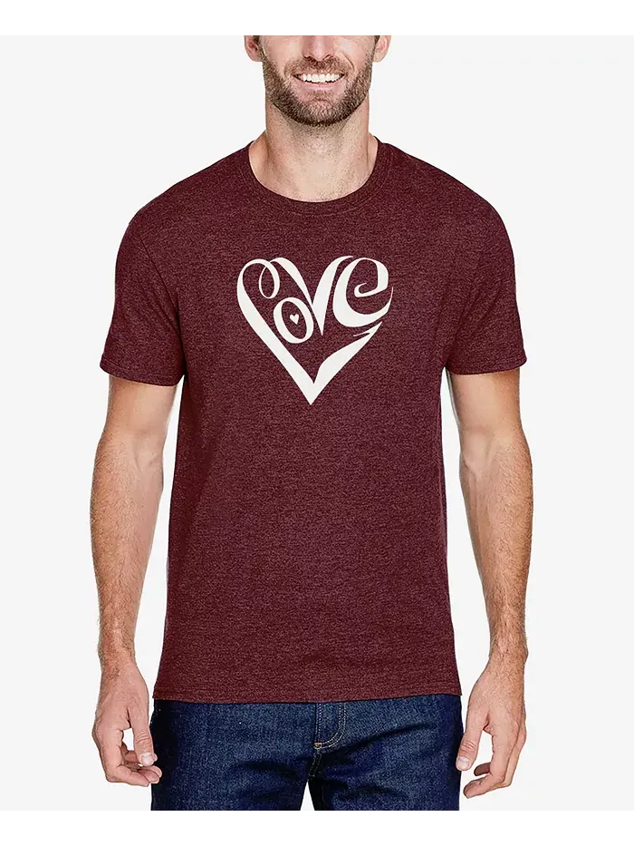 Мужская футболка Premium Blend с принтом Word Art Script Love Heart LA Pop Art — изображение 1 из 2, бордовый