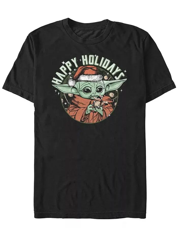 Мужская футболка с короткими рукавами Star Wars Mandalorian Grogu Holidays Fifth Sun — изображение 1 из 1, черный