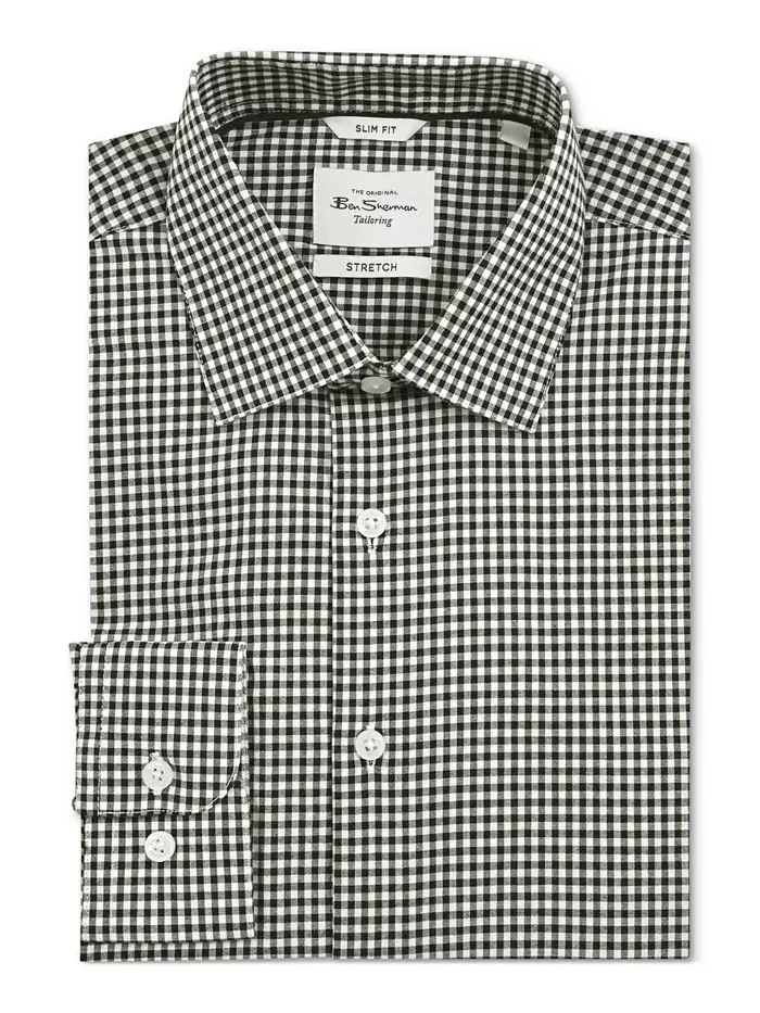 Мужская рубашка Gingham приталенного кроя Ben Sherman — изображение 1 из 2, белый