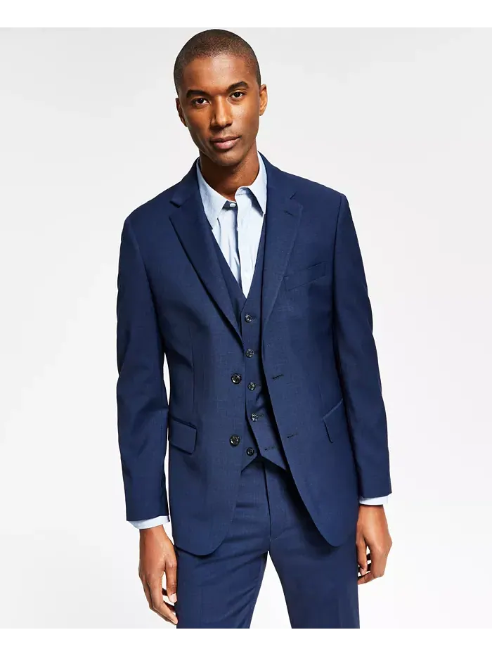 Мужская куртка от костюма Modern-Fit из шерсти TH-Flex с эластичной вставкой Tommy Hilfiger — изображение 1 из 4, синий