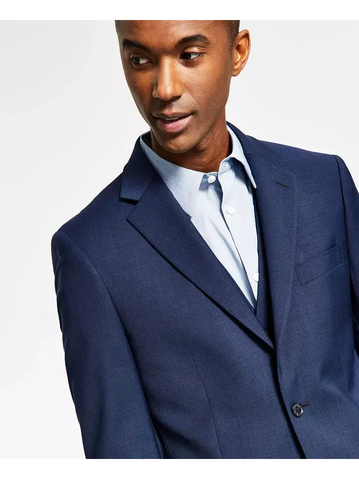 Мужская куртка от костюма Modern-Fit из шерсти TH-Flex с эластичной вставкой Tommy Hilfiger — изображение 4 из 4, синий
