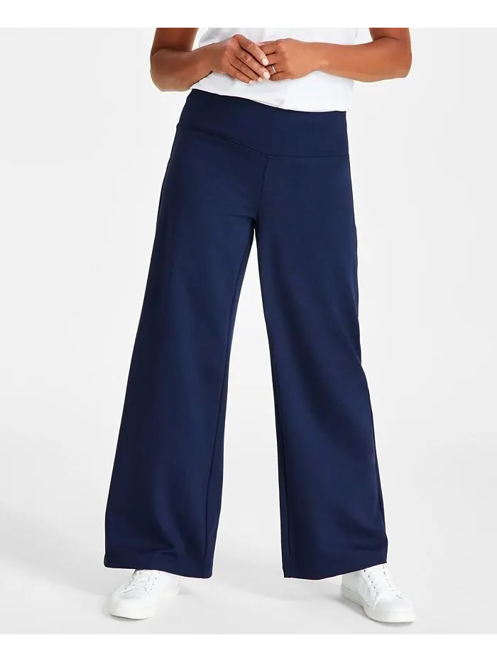 Миниатюрные широкие брюки без застежки Style & Co — изображение 1 из 4, синий