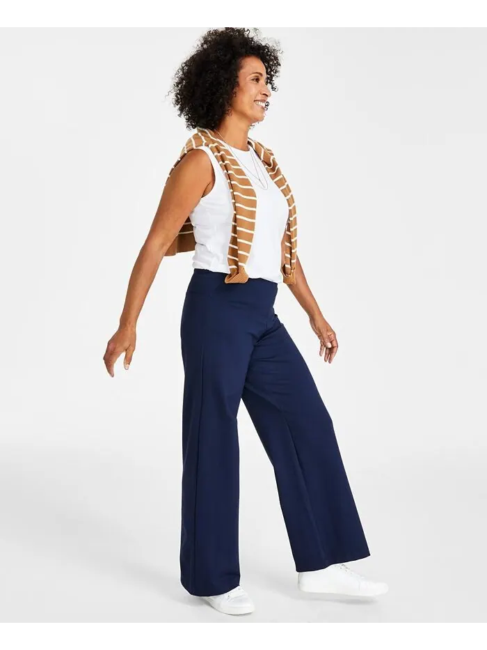 Миниатюрные широкие брюки без застежки Style & Co — изображение 4 из 4, синий