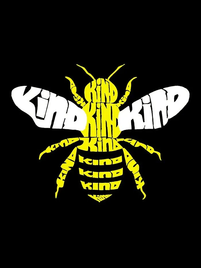Мужская футболка премиум-класса Word Art Bee Kind LA Pop Art — изображение 3 из 3, черный