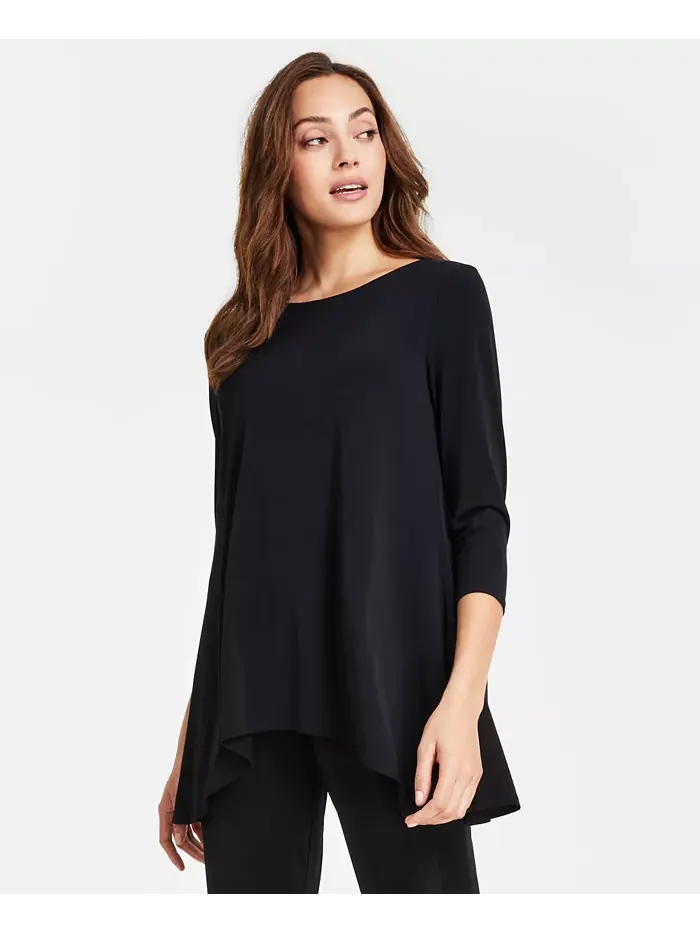 Женский трикотажный топ с рукавом 3/4, Regular & Petites JM Collection — изображение 1 из 6, глубокий черный