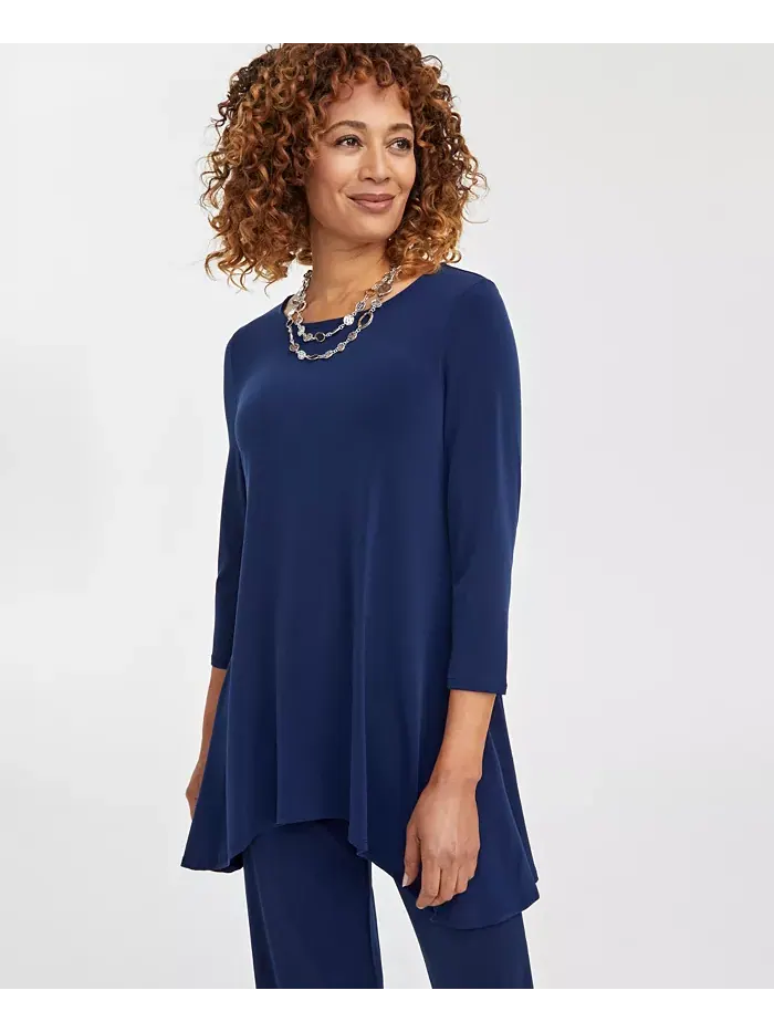 Женский трикотажный топ с рукавом 3/4, Regular & Petites JM Collection — изображение 1 из 4, синий