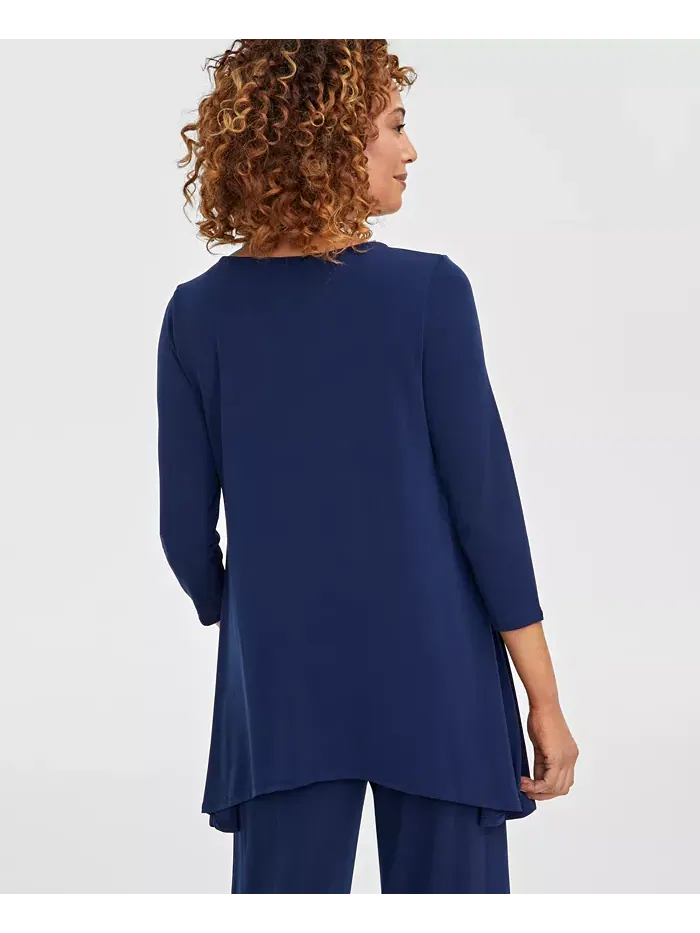 Женский трикотажный топ с рукавом 3/4, Regular & Petites JM Collection — изображение 4 из 4, синий
