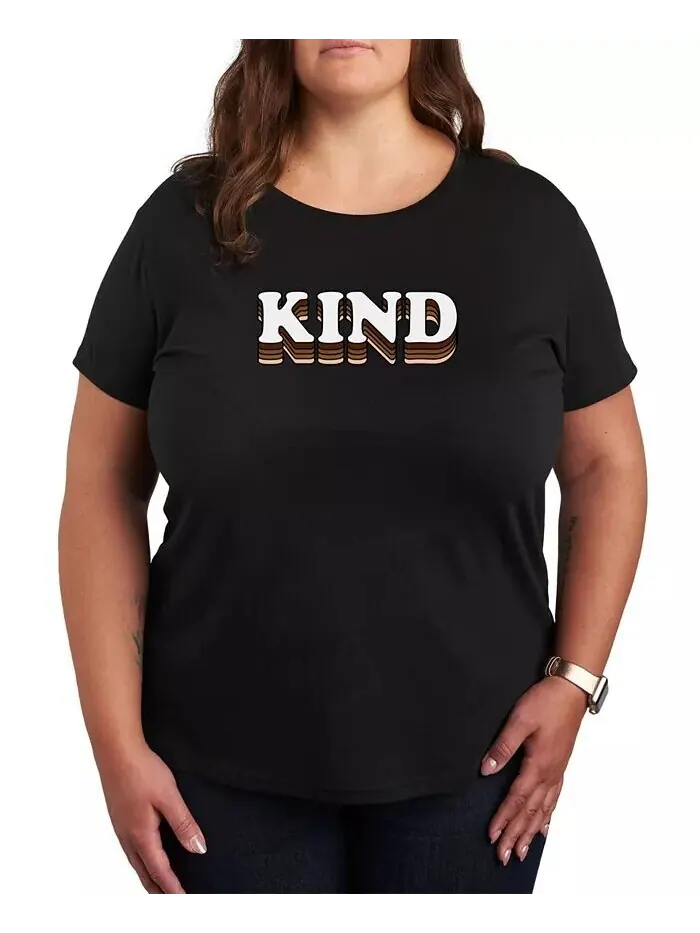 Модная футболка большого размера KIND с короткими рукавами и рисунком Hybrid Apparel — изображение 1 из 3, черный