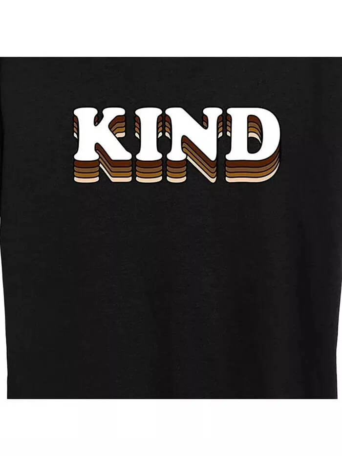 Модная футболка большого размера KIND с короткими рукавами и рисунком Hybrid Apparel — изображение 3 из 3, черный