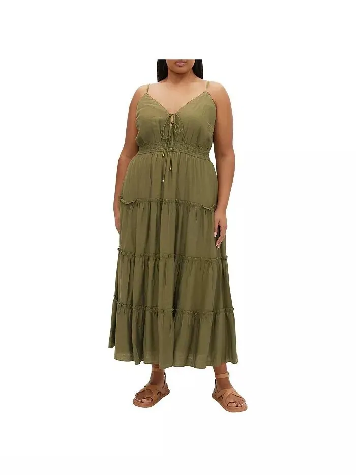 Платье макси Aiza Plus Size CITY CHIC — изображение 1 из 3, хаки