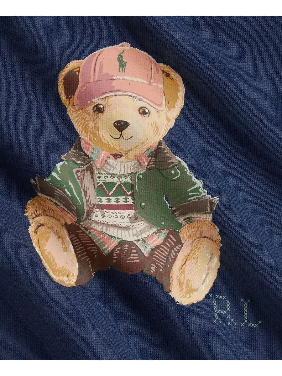 Комбинезон из футера с Поло Медведем Polo Ralph Lauren — изображение 3 из 3, темно-синий