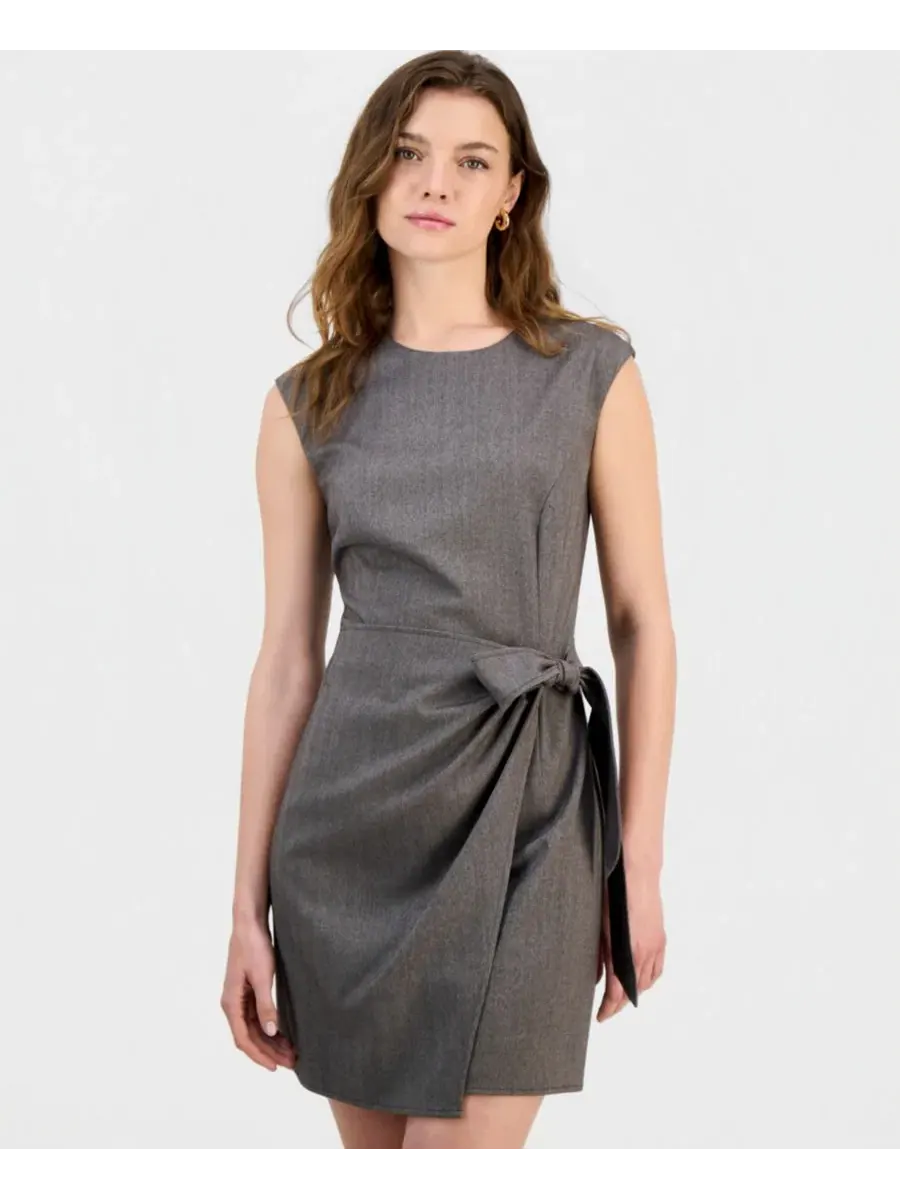 Платье мини с завязкой по боку, модель Tailored Side-Tie Sam Edelman — изображение 4 из 5, тауп